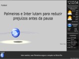 NOTÍCIAS DA INTERNET: São exibidas notícias de sites pré selecionados (que contenham RSS). O sistema permite também criar seus próprios RSS para controlar as notícias, bem como colocar palavras filtro para que não apareçam mensagens com elas. As notícias podem ser exibidas tanto na área central como na barra inferior. Este é um dos 5 layout´s disponíveis. Noticias da Internet