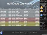 HORÁRIO DAS AULAS: Exibe a lista dinamica de aulas, que é atualizada em tempo de execução. Os horários, Professor e Local podem ser alterados a qualquer momento. Este é um dos 3 layout´s disponíveis. Horário das Aulas