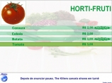 SETOR HORTI-FRUTI: Exibe a lista de preços de produtos de Horti-Fruti. Exibe também a imagem do produto na parte superior esquerda. Os produtos e preços bem como carimbo de promoção podem ser Inseridos ou alterados a qualquer momento pelo próprio cliente. Setor Horti-Fruti
